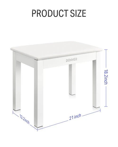 Donner DKB - 10 Piano Bench with Storage White - Rhythmic - Cadence