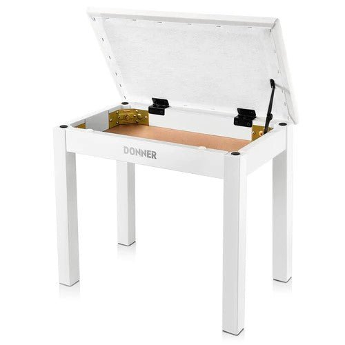 Donner DKB - 10 Piano Bench with Storage White - Rhythmic - Cadence
