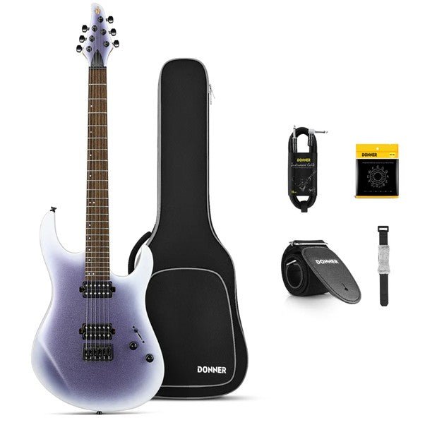 Donner DMT - 100 39 Inch Solid Body Metal Rock Electric Guitar Beginner Kit - Rhythmic - Cadence