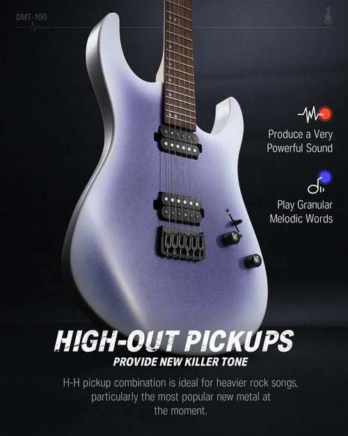 Donner DMT - 100 39 Inch Solid Body Metal Rock Electric Guitar Beginner Kit - Rhythmic - Cadence