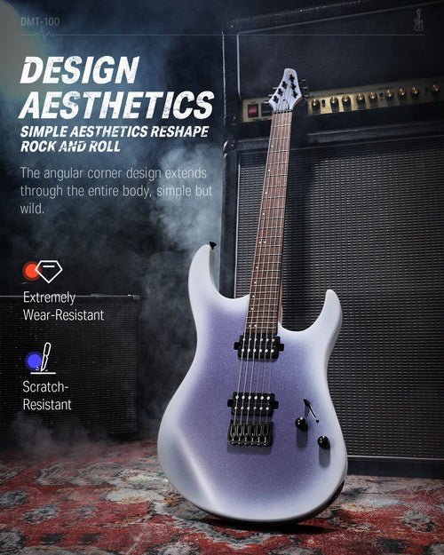 Donner DMT - 100 39 Inch Solid Body Metal Rock Electric Guitar Beginner Kit - Rhythmic - Cadence
