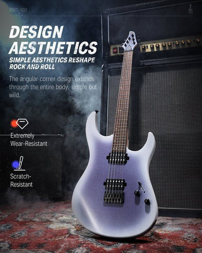 Donner DMT - 100 39 Inch Solid Body Metal Rock Electric Guitar Beginner Kit - Rhythmic - Cadence