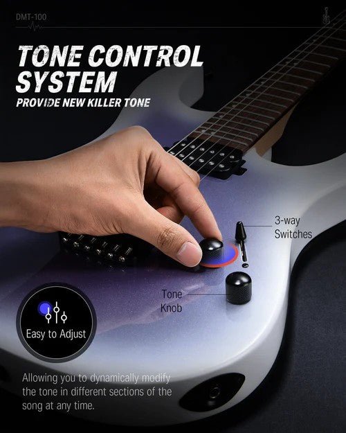 Donner DMT - 100 39 Inch Solid Body Metal Rock Electric Guitar Beginner Kit - Rhythmic - Cadence