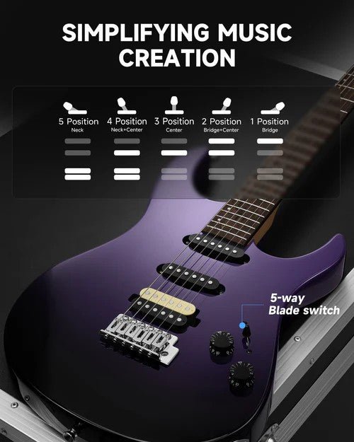 Donner DMT - 66 Electric Guitar with Ceramic Single - Coil - Midnight Purple Gradient - Rhythmic - Cadence