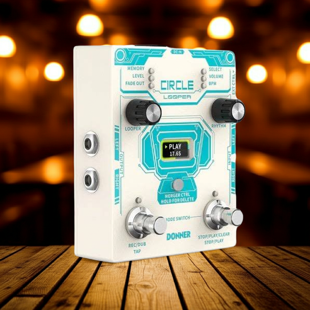 Donner Circle Looper Guitar Effect with Time Display and Drum Machine
