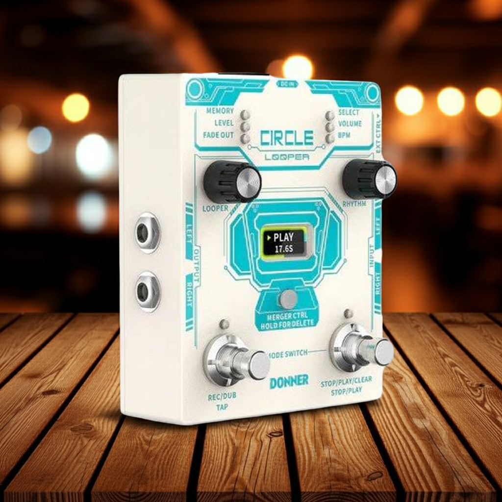 Donner Circle Looper Guitar Effect with Time Display and Drum Machine