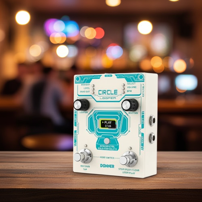 Donner Circle Looper Guitar Effect with Time Display and Drum Machine