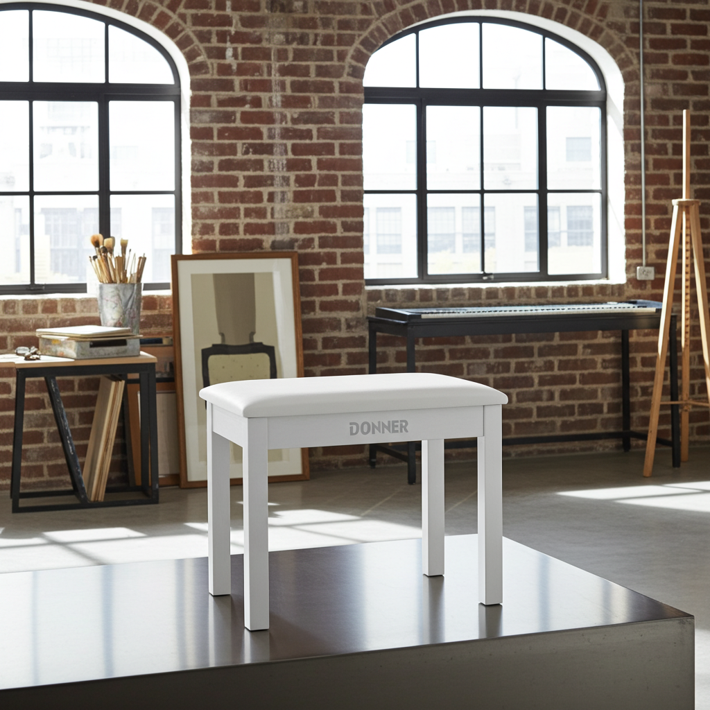 Donner DKB-10 Piano Bench with Storage White