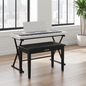 Donner Duet Piano Bench with Storage, Solid Wooden Keyboard Bench Piano Bookcase Stool Padded Cushion, Black