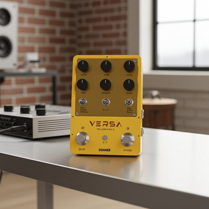 Donner Versa - Yellow Fall II 3x3 Reverb-Delay Combo Guitar Pedal with Tap Tempo