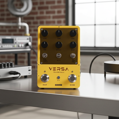 Donner Versa - Yellow Fall II 3x3 Reverb-Delay Combo Guitar Pedal with Tap Tempo