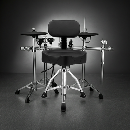 Drum Throne with Backrest, Hydraulic Drum Stool Adjustable Height, Heavy Duty Hydraulic Drum Seat Saddle Design for Drummers Black