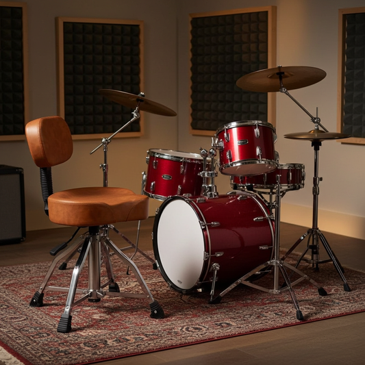 Drum Throne with Backrest, Hydraulic Drum Stool Adjustable Height, Heavy Duty Hydraulic Drum Seat Saddle Design for Drummers Brown