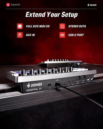 Donner Essential D1 Performance Beat Machine Drum Machine - Rhythmic - Cadence