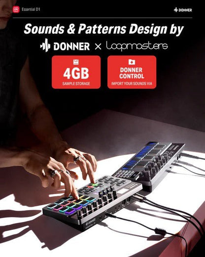 Donner Essential D1 Performance Beat Machine Drum Machine - Rhythmic - Cadence