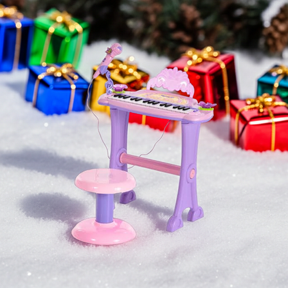 Mini Battery Organ Piano Microphone Stool 32 Key Keyboard Kids Toy
