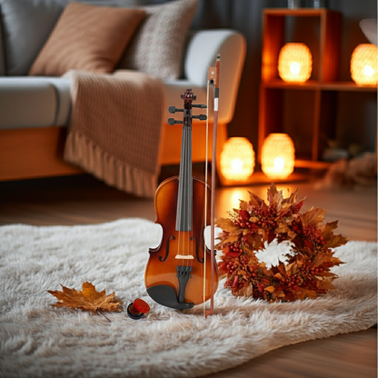 New 1/2 Acoustic Violin Case Bow Rosin Natural