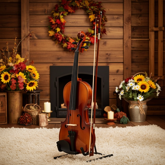 New 1/2 Acoustic Violin Case Bow Rosin Natural