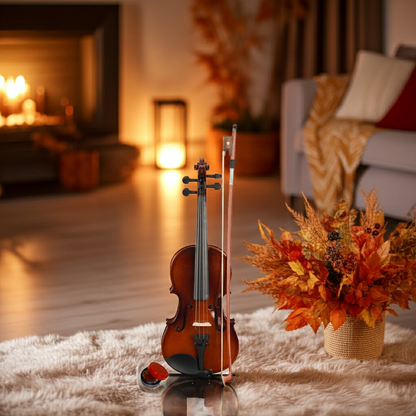 New 1/4 Acoustic Violin Case Bow Rosin Natural