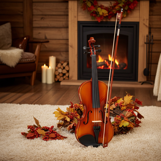 New 3/4 Acoustic Violin Case Bow Rosin Natural