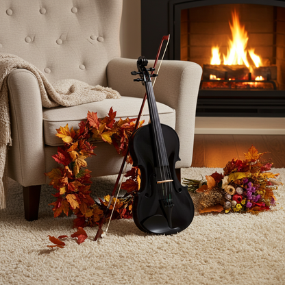 New 4/4 Acoustic Violin Case Bow Rosin Black