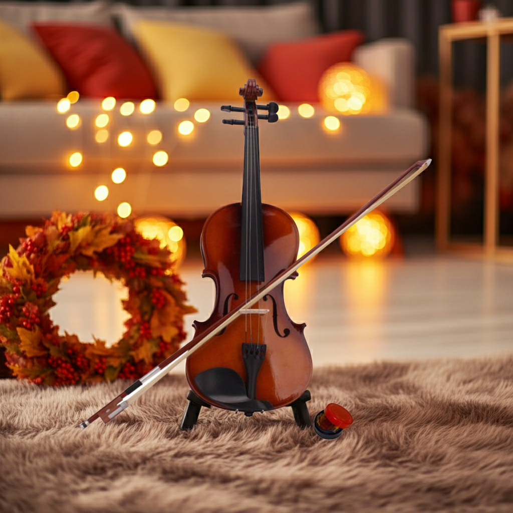 New 4/4 Acoustic Violin Case Bow Rosin Natural