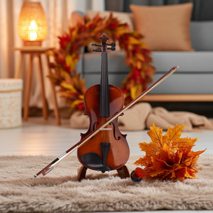 New 4/4 Acoustic Violin Case Bow Rosin Natural