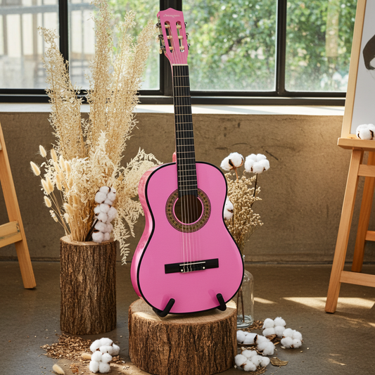 PDT Martin Smith 36 Inch Classical Junior Acoustic Guitar with Lessons - Pink