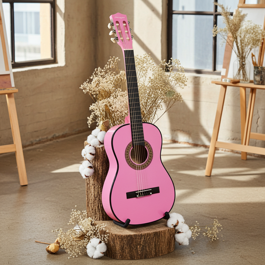 PDT Martin Smith 36 Inch Classical Junior Acoustic Guitar with Lessons - Pink