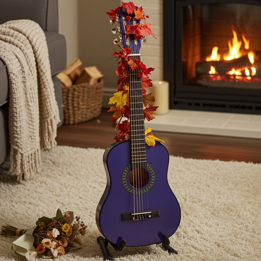 PDT Music Alley 30 Inch Classical Junior Acoustic Guitar with Bag & Lessons - Blue