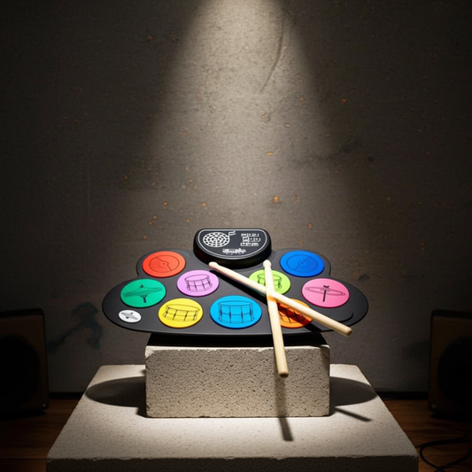 PDT Music Alley Kids Roll Up Drum Kit with Inbuilt Speaker, Headphones Jack & Midi