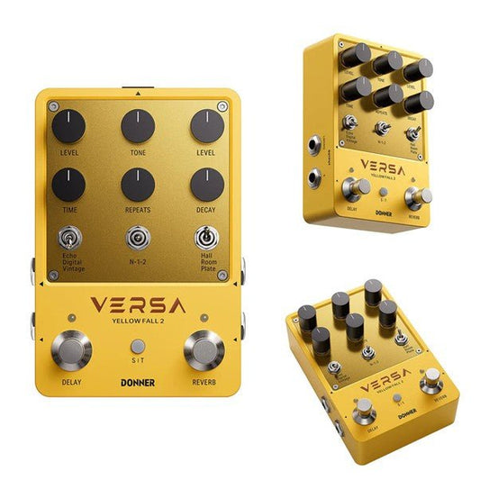 Donner Versa - Yellow Fall II 3x3 Reverb - Delay Combo Guitar Pedal with Tap Tempo - Rhythmic - Cadence