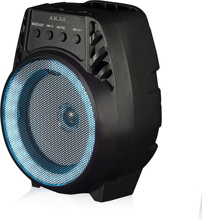 Akai A58168 Vibes 4 Inch LED Party Speaker, Bluetooth Connectivity, Wireless & Portable, 5W, Black - Rhythmic - Cadence