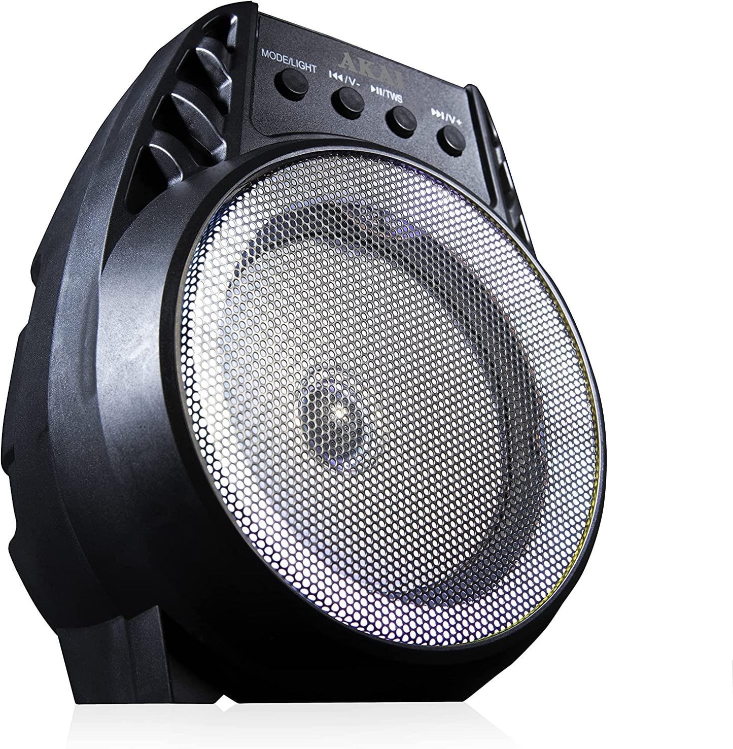 Akai A58168 Vibes 4 Inch LED Party Speaker, Bluetooth Connectivity, Wireless & Portable, 5W, Black - Rhythmic - Cadence