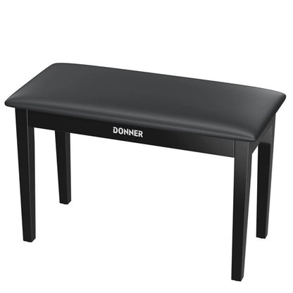 Donner Duet Piano Bench with Storage, Solid Wooden Keyboard Bench Piano Bookcase Stool Padded Cushion, Black - Rhythmic - Cadence