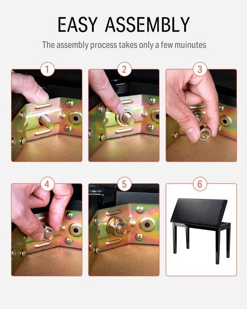 Donner Duet Piano Bench with Storage, Solid Wooden Keyboard Bench Piano Bookcase Stool Padded Cushion, Black - Rhythmic - Cadence