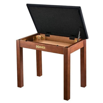 Donner DKB - 10 Keyboard Bench with Storage, Brown - Rhythmic - Cadence