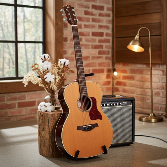 Sevinia Solid Top Series Electro-Acoustic Guitar - OM Cedar Rosewood