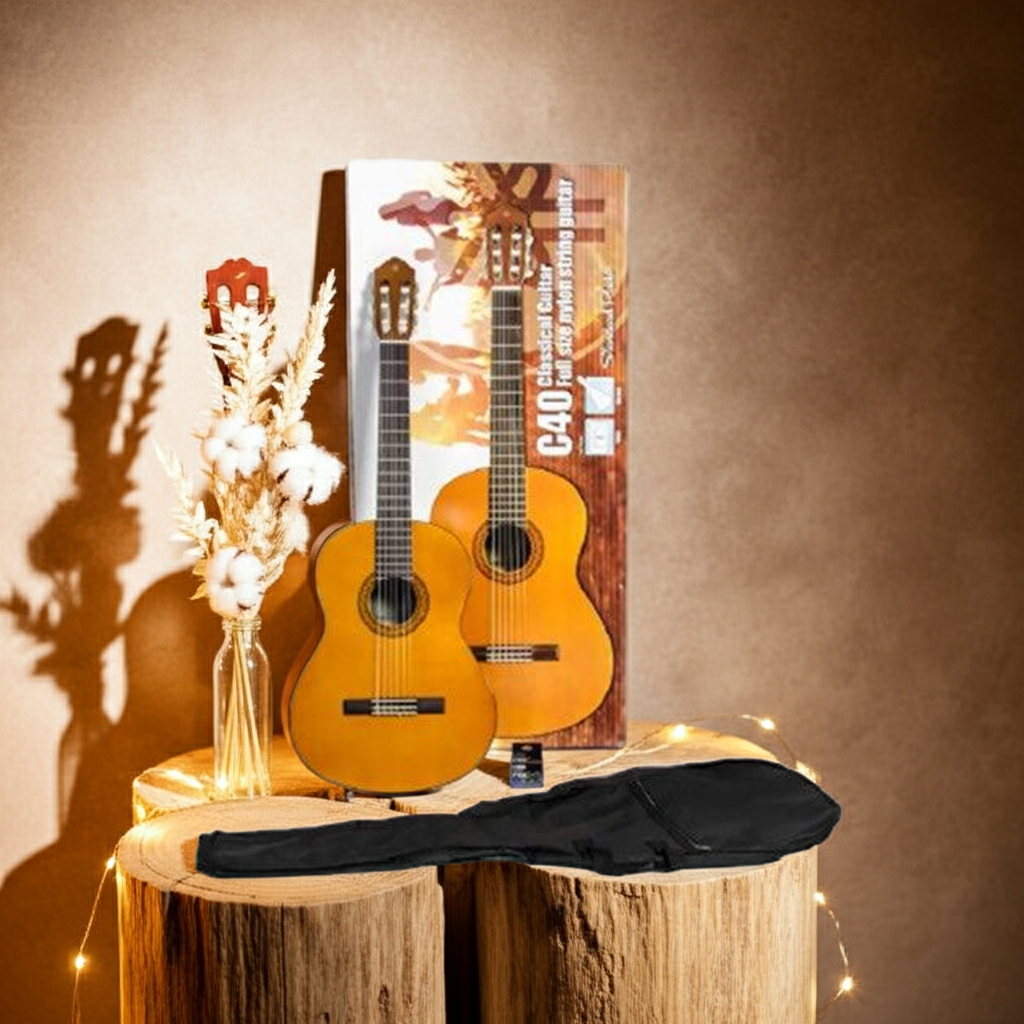 Yamaha C40II Classical Guitar Standard Package Featuring the C40 Classical Guitar, Electronic Tuner & Guitar Bag