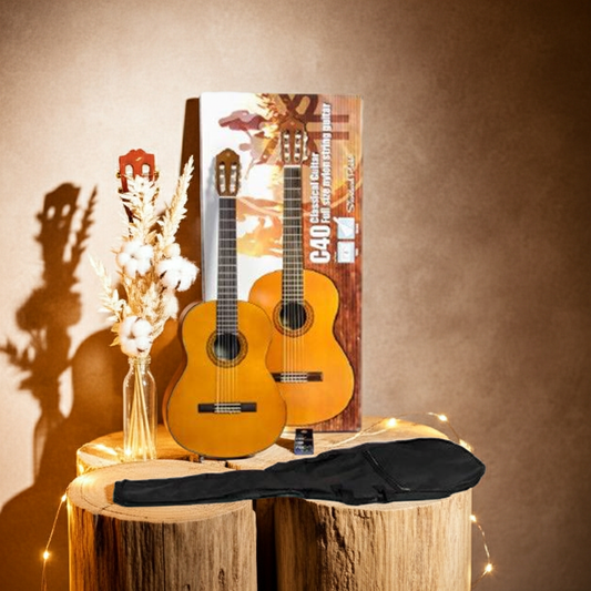Yamaha C40II Classical Guitar Standard Package Featuring the C40 Classical Guitar, Electronic Tuner & Guitar Bag