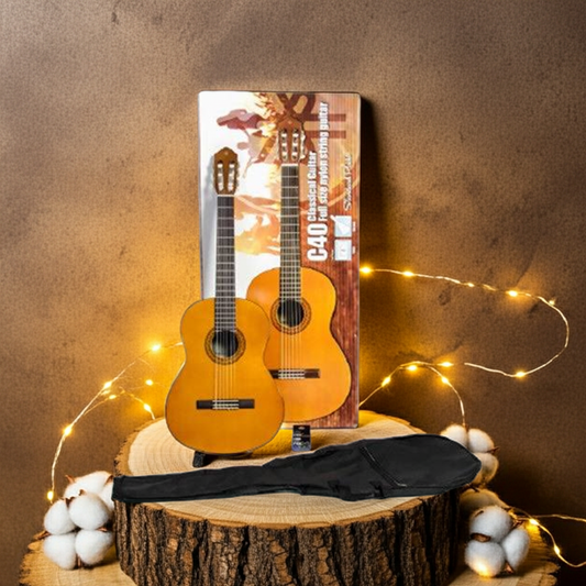 Yamaha C40II Classical Guitar Standard Package Featuring the C40 Classical Guitar, Electronic Tuner & Guitar Bag