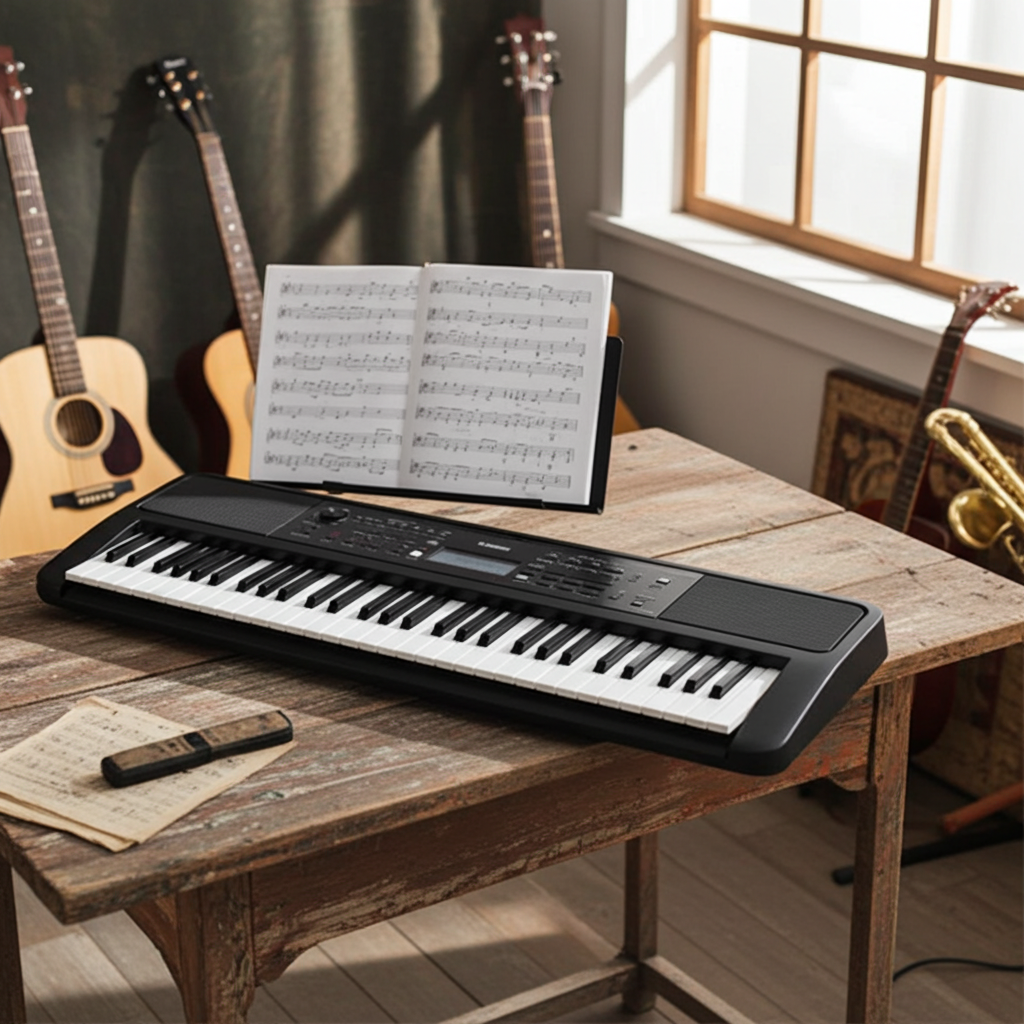 Yamaha PSR -E383 Keyboard Black including stand