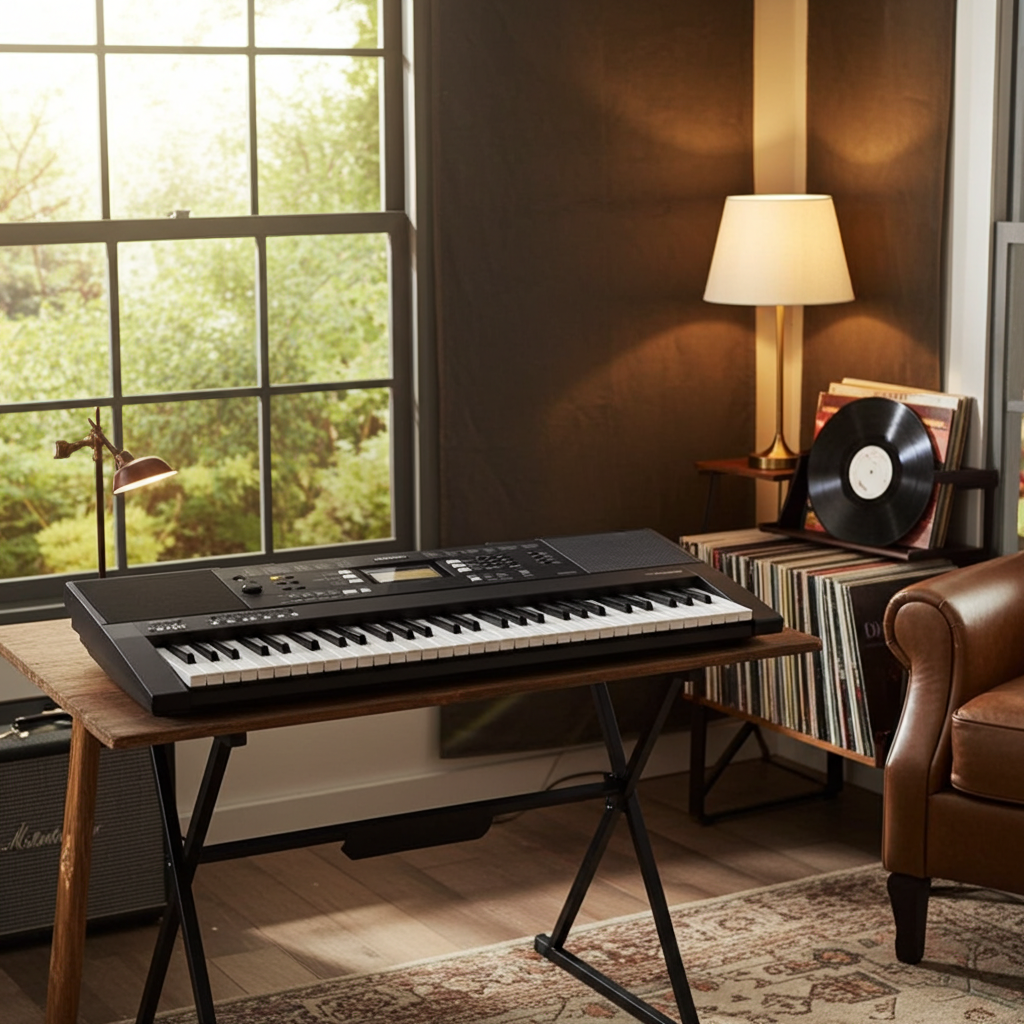 Yamaha PSR-A350 Keyboard Black & L-2C Stand