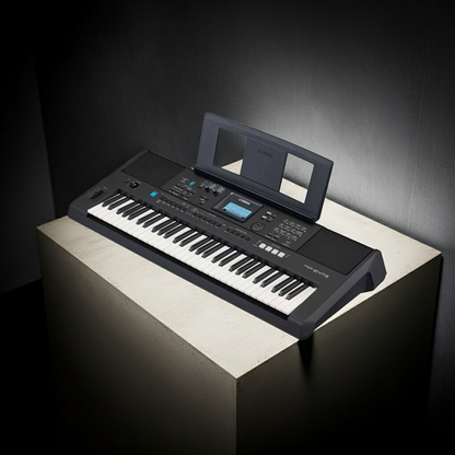 Yamaha PSR-E473 Keyboard Black including L2C Stand and FC-4A Pedal Pack and Bench