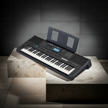 Yamaha PSR-E473 Keyboard Black including L2C Stand and FC-4A Pedal Pack and Bench