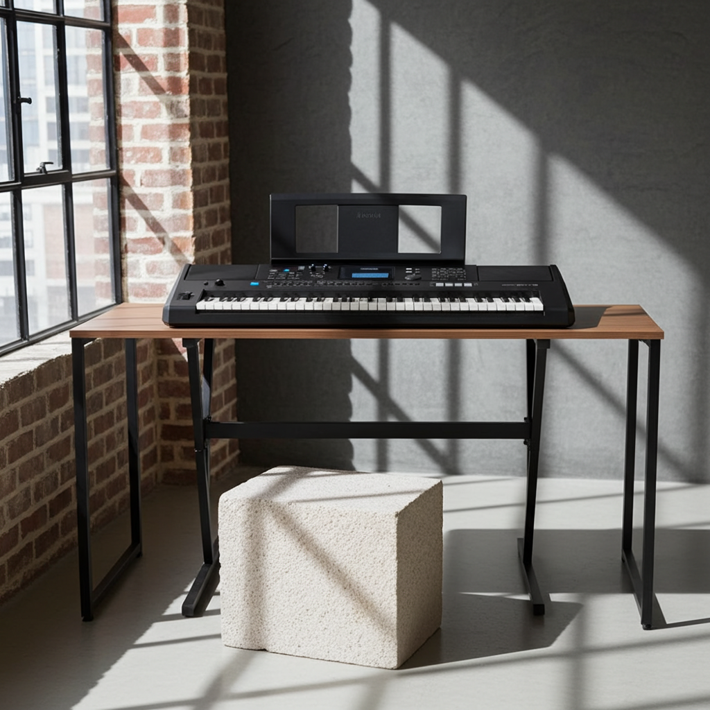 Yamaha PSR-E473 Keyboard Black including L2C Stand and FC-4A Pedal Pack and Bench