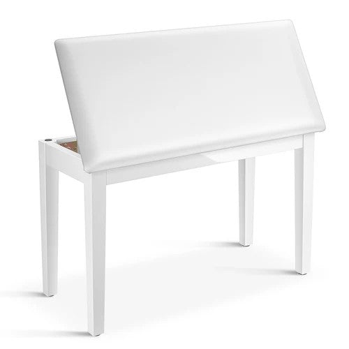 Donner Duet Piano Bench Stool with Storage White and Padded Cushion - Rhythmic - Cadence