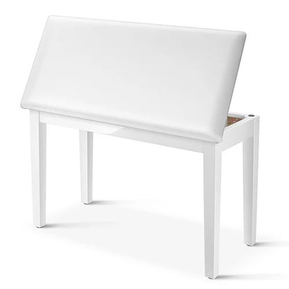 Donner Duet Piano Bench Stool with Storage White and Padded Cushion - Rhythmic - Cadence