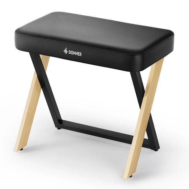 Donner DKB - 300 Home Style Thick Padded Piano Bench, Light Wood Colour - Rhythmic - Cadence