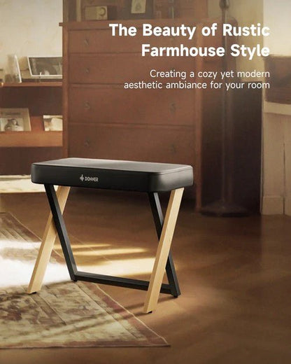Donner DKB - 300 Home Style Thick Padded Piano Bench, Light Wood Colour - Rhythmic - Cadence
